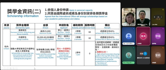 【國際處公告】114-2學期境外生申請獎學金說明會 Online info session for International students applying scholarship and grants in 114-2 semester圖片